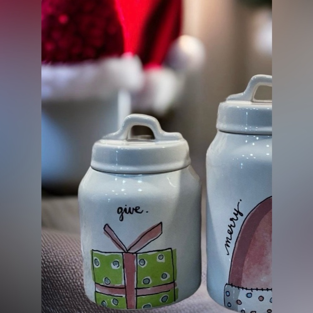 Rae Dunn GIVE Christmas present gift Canister